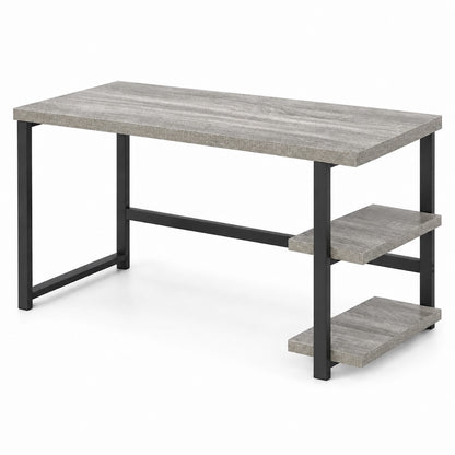 Light Gray 53-Inch Desk with Two Open Shelves