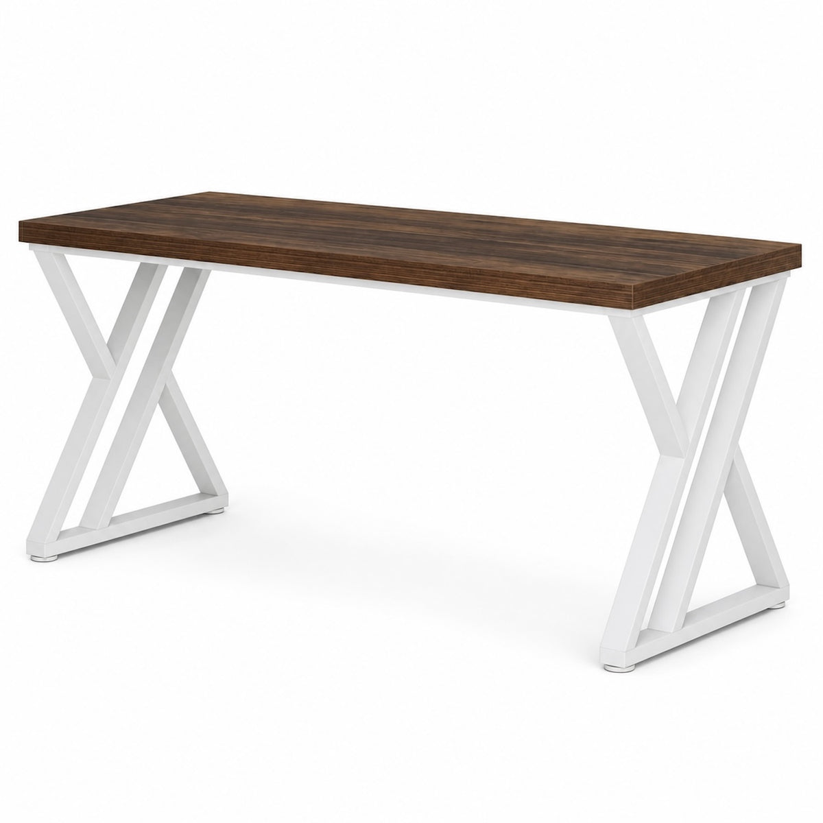 Walnut and White 55-Inch Desk with Z-Style Legs