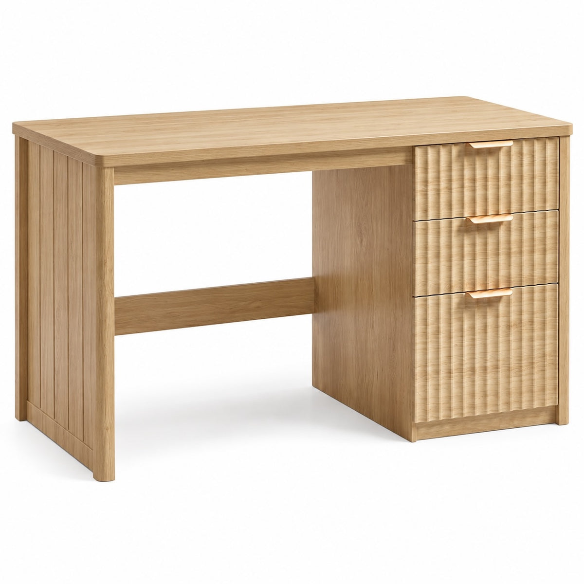 Natural 48-Inch Desk with Three Fluted Drawers
