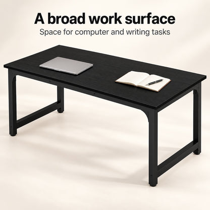 Black 63-Inch Computer Desk with Steel Frame