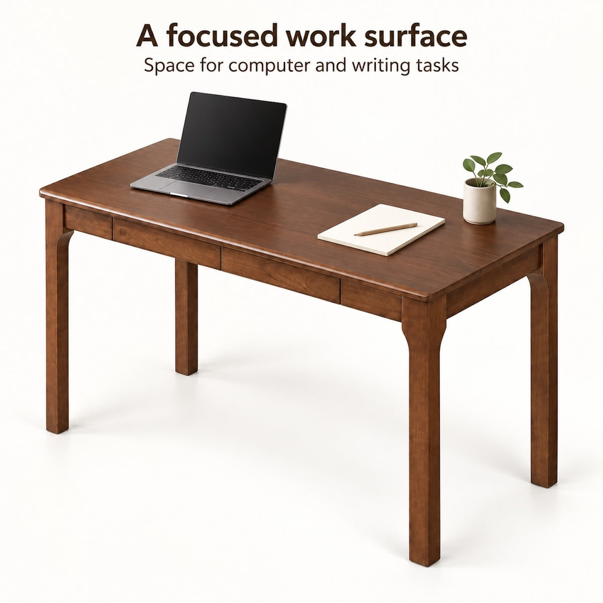 Walnut-Colored 47-Inch Solid Wood Desk