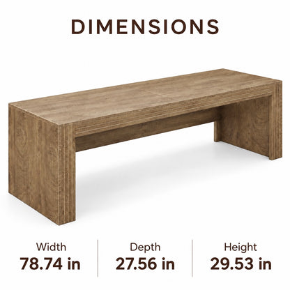 Brown 79-Inch Desk with Slab-Style Ends