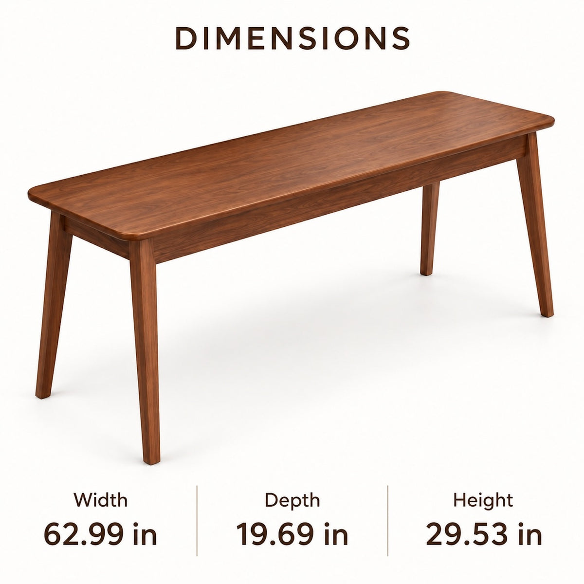 Walnut 63-Inch Desk with Rounded Corners