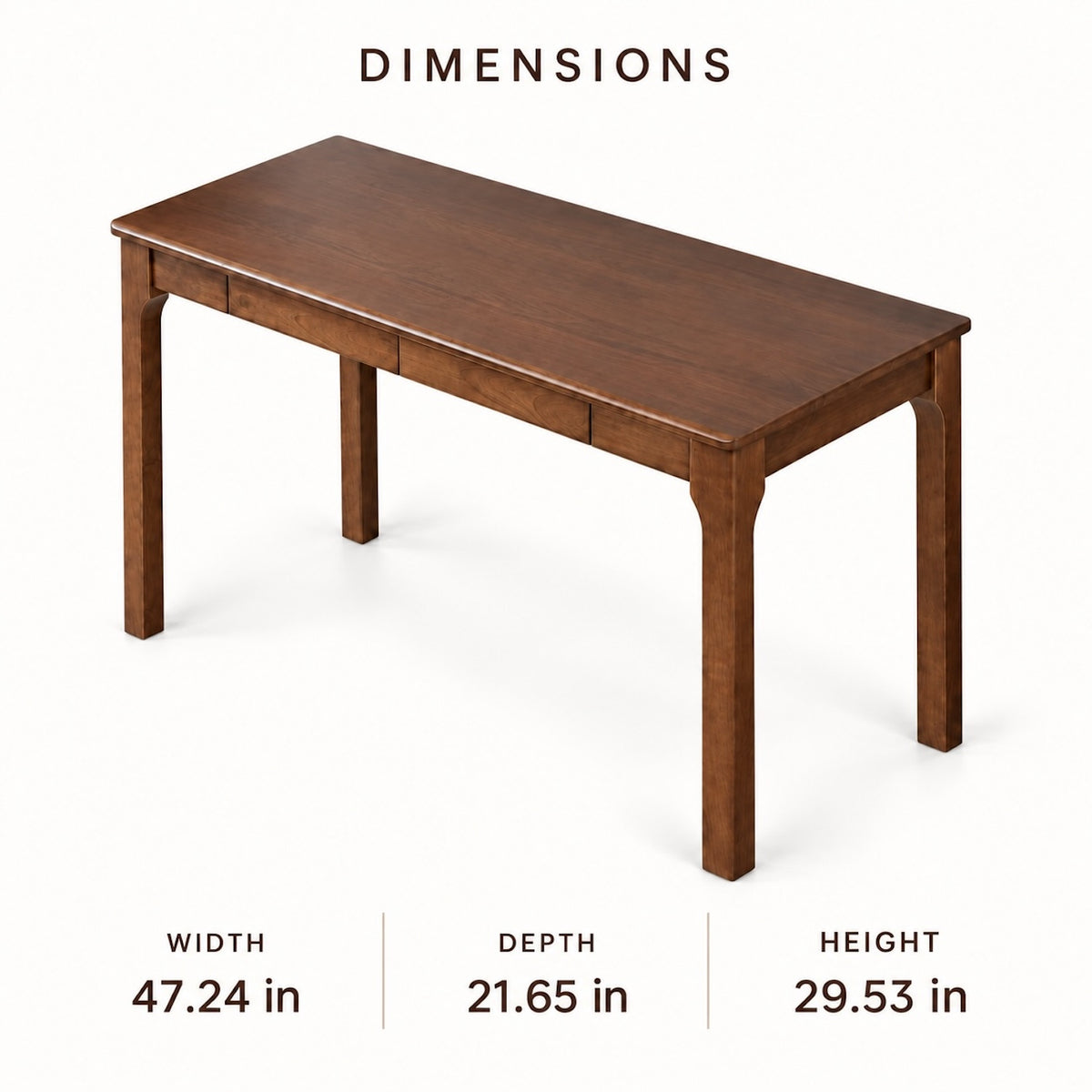 Walnut-Colored 47-Inch Solid Wood Desk