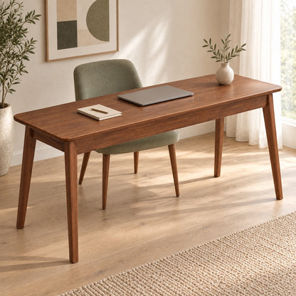 Walnut 63-Inch Desk with Rounded Corners