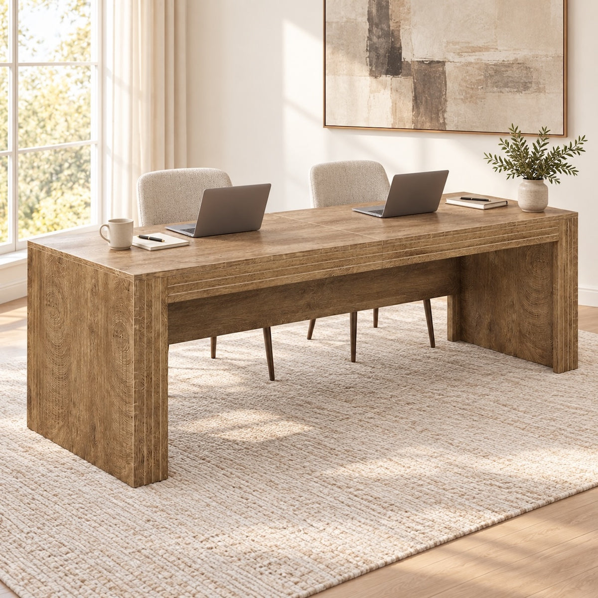 Brown 79-Inch Desk with Slab-Style Ends