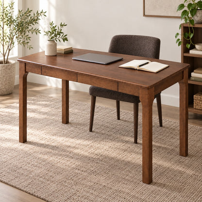 Walnut-Colored 47-Inch Solid Wood Desk