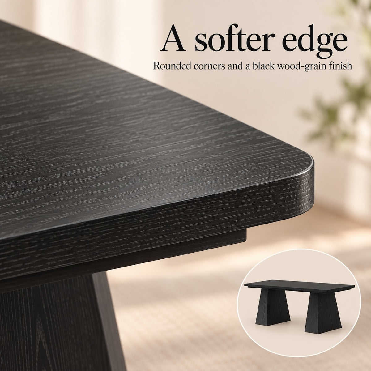 Black 63-Inch Desk with Twin Pedestal Base