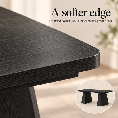 Black 63-Inch Desk with Twin Pedestal Base