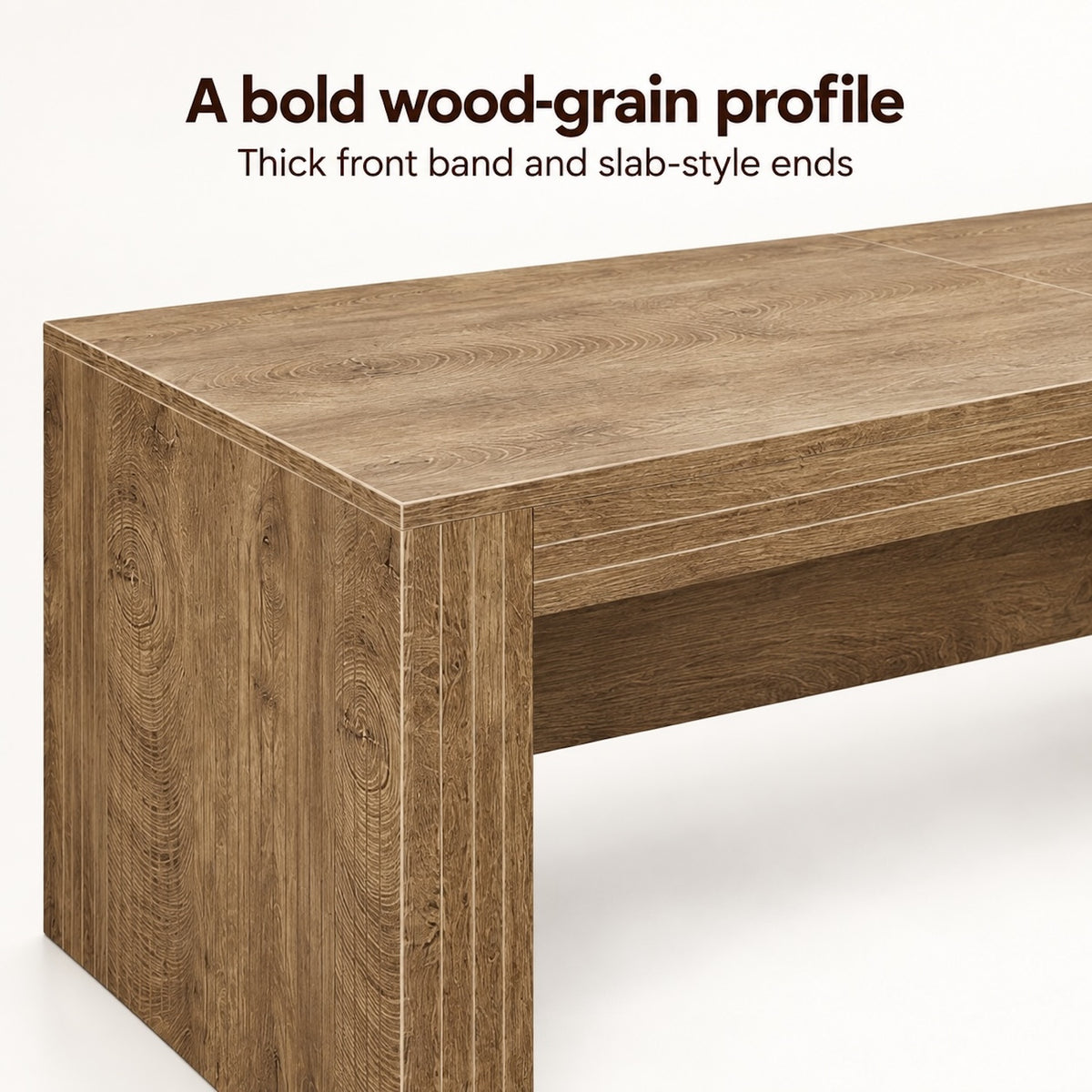 Brown 79-Inch Desk with Slab-Style Ends