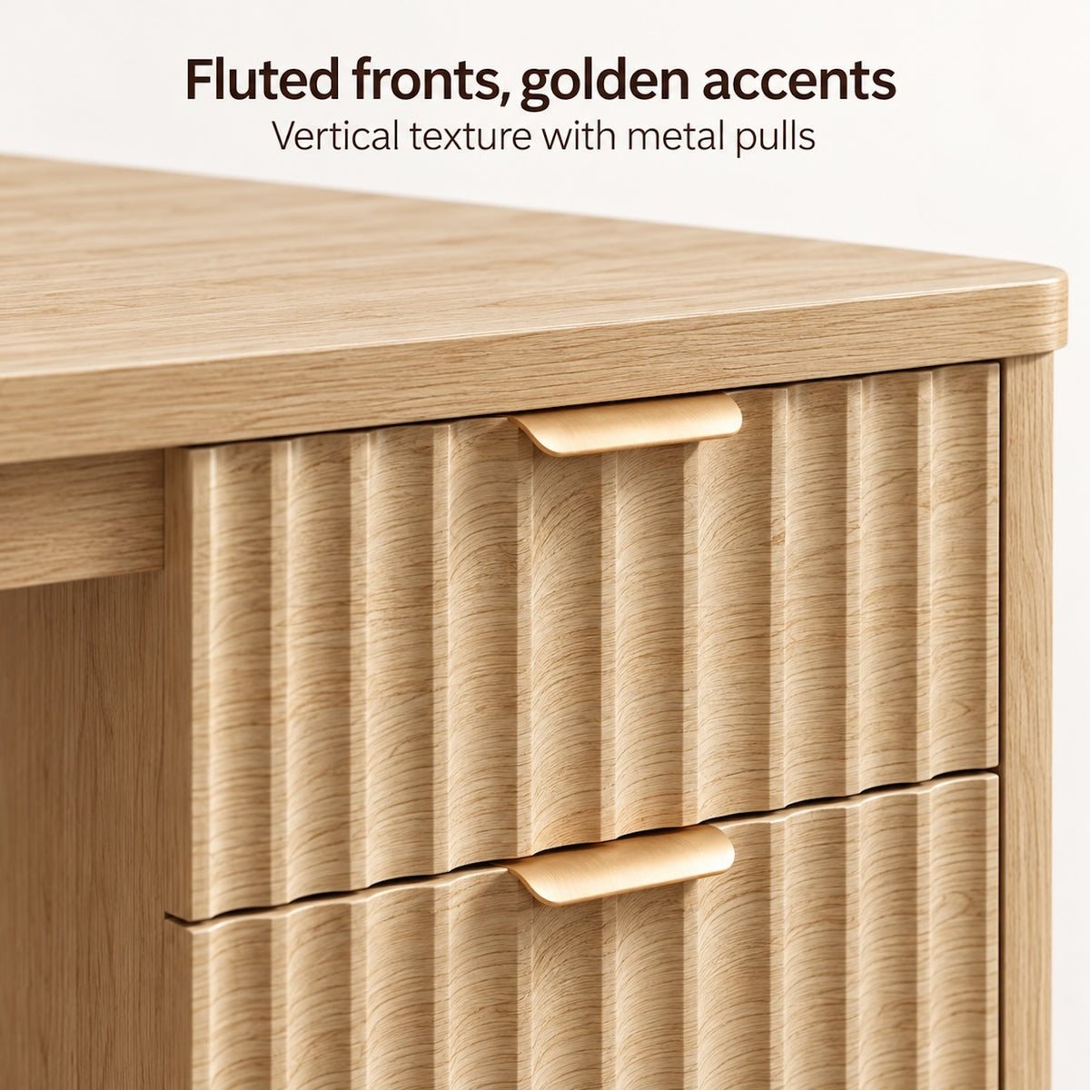 Natural 48-Inch Desk with Three Fluted Drawers