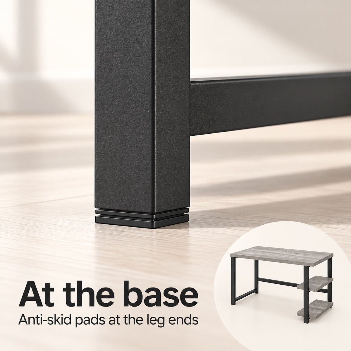 Light Gray 53-Inch Desk with Two Open Shelves