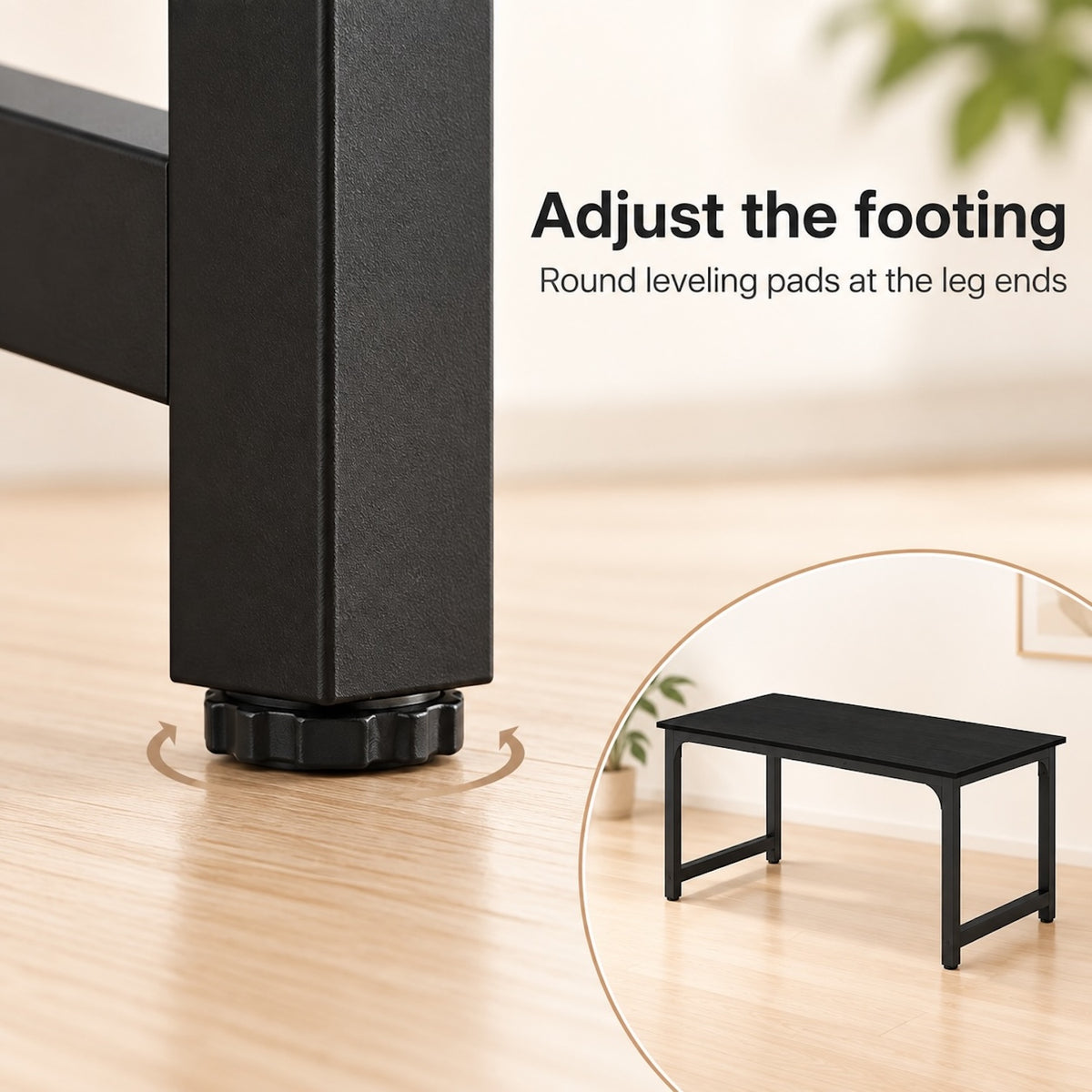 Black 63-Inch Computer Desk with Steel Frame