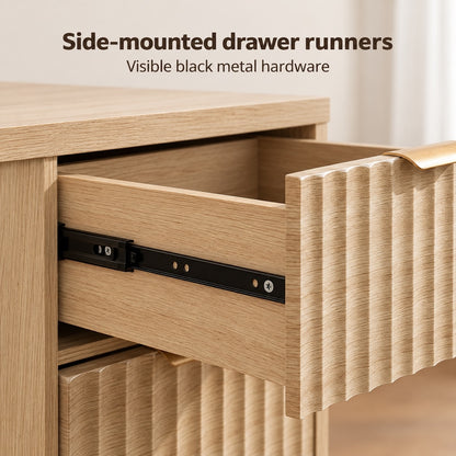 Natural 48-Inch Desk with Three Fluted Drawers